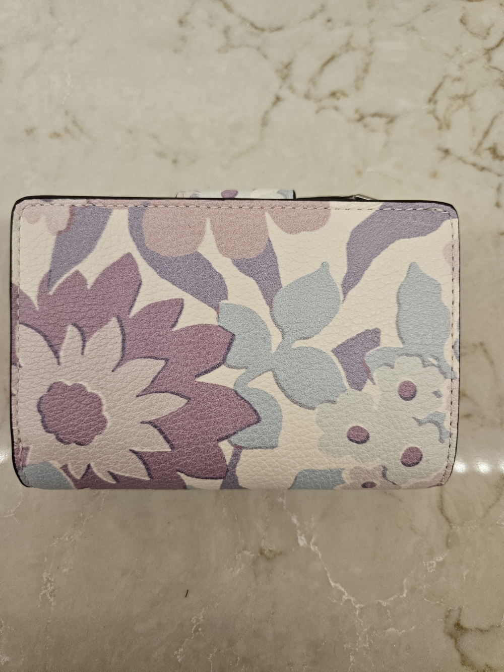 Coach Medium Corner Zip Wallet - Purple Floral - Picture 2 of 6